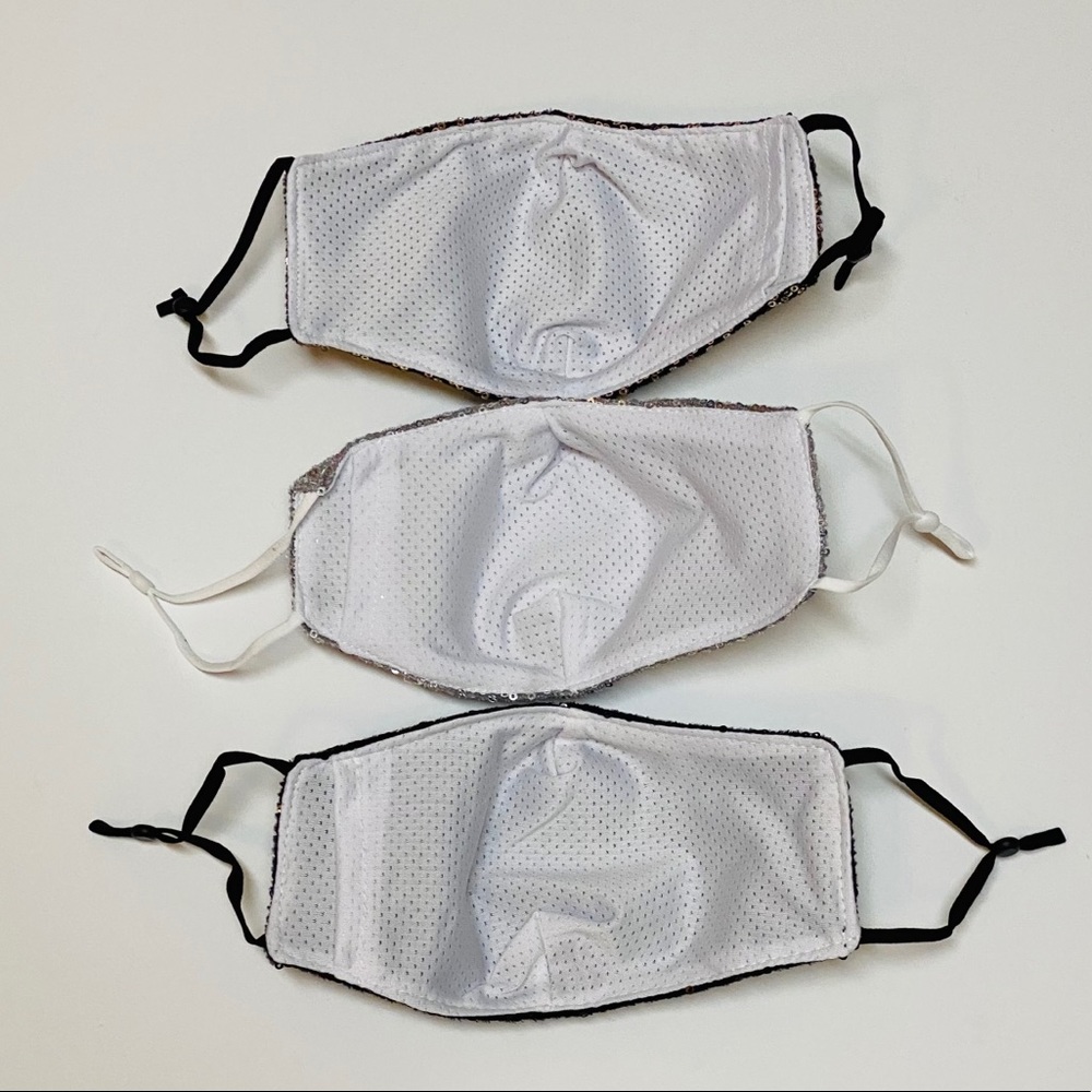 3 Piece Sparkly Sequin Face Masks W/Filter Pocket - Picture 7 of 8